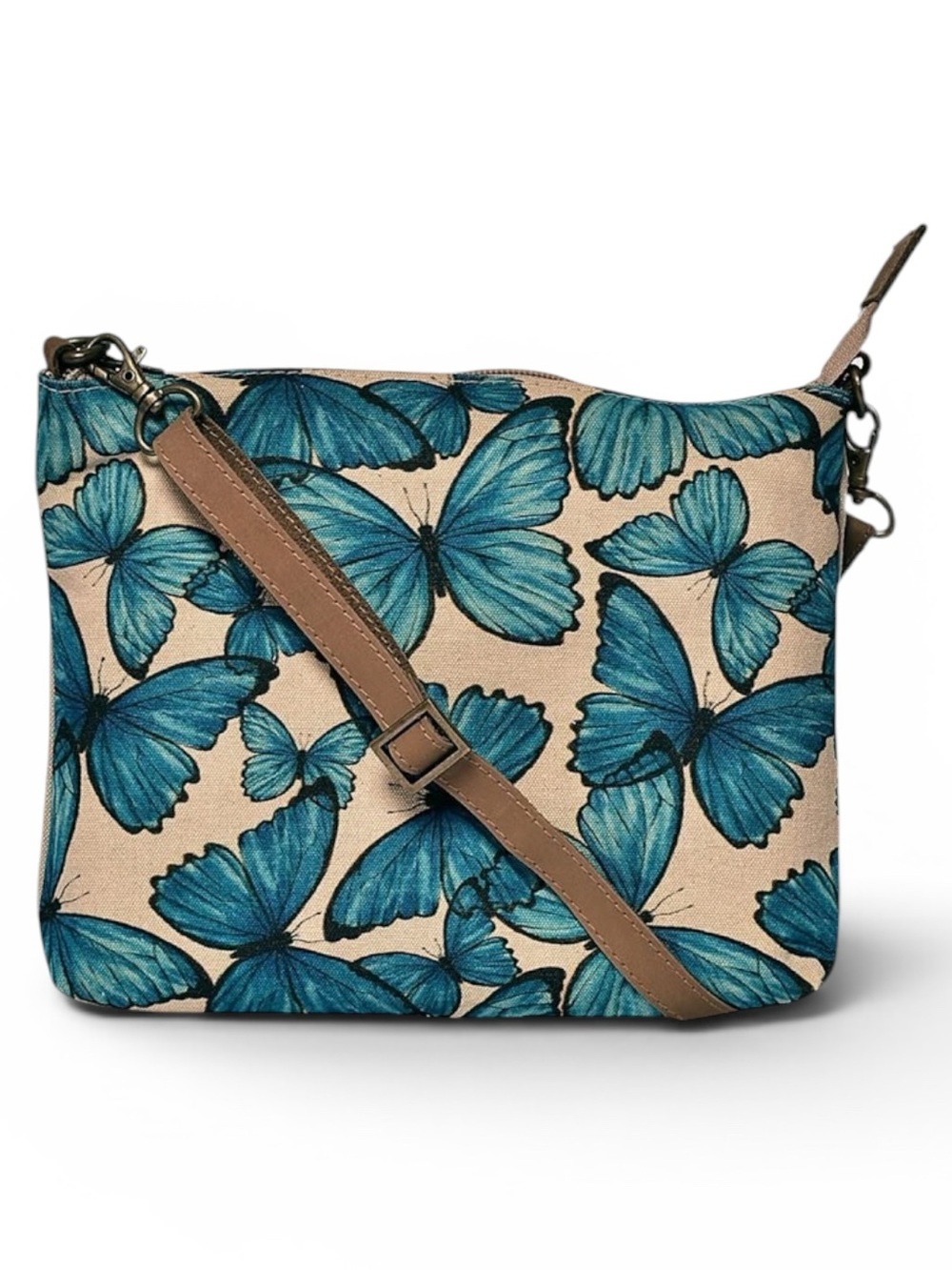 Cott N Curls Canvas And Leather Blue Morphal Legion Crossbody Bag